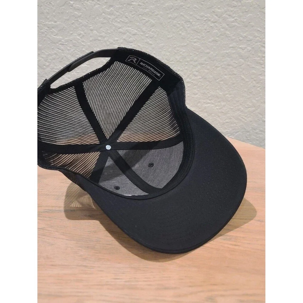 New Punisher Skull Trucker Hat Richardson 115 Black/Black Mesh Snapback  MD/LG